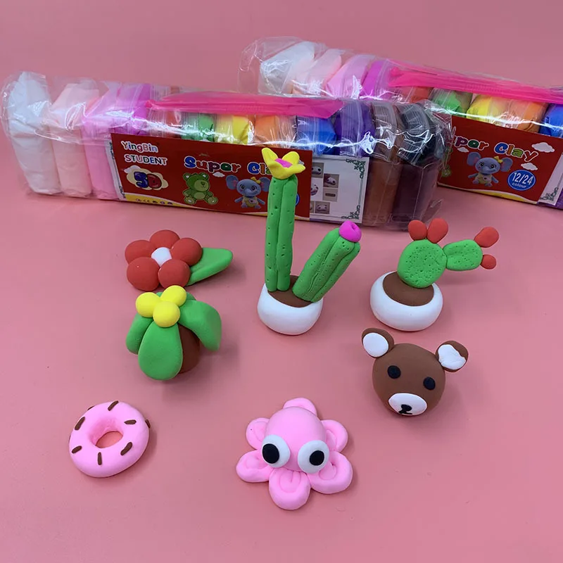 12 цветов светильник из мягкой глины DIY игрушки для детей развивающий сухой на воздухе полимерный Пластилин безопасный красочный светильник игрушка из глины подарок для детей GYH