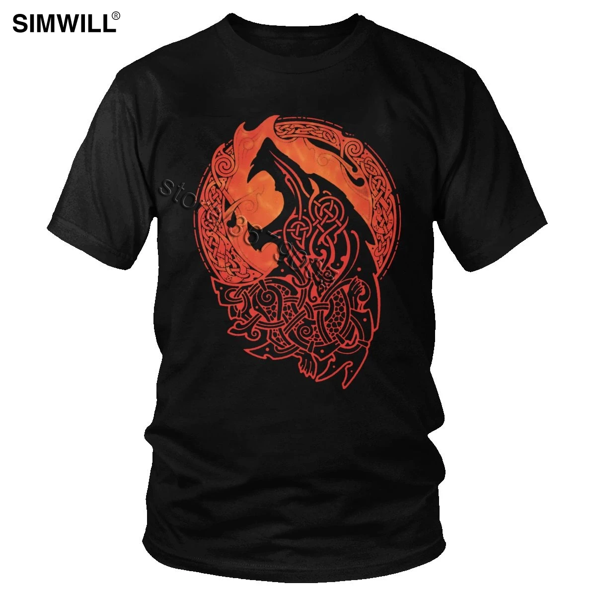 Viking Valhalla Odin Fenrir T Shirt Fashion Urban Cotton Nordic Mythology T-Shirt Men Short Sleeve Loki's Son Monstrous Wolf Tee |
