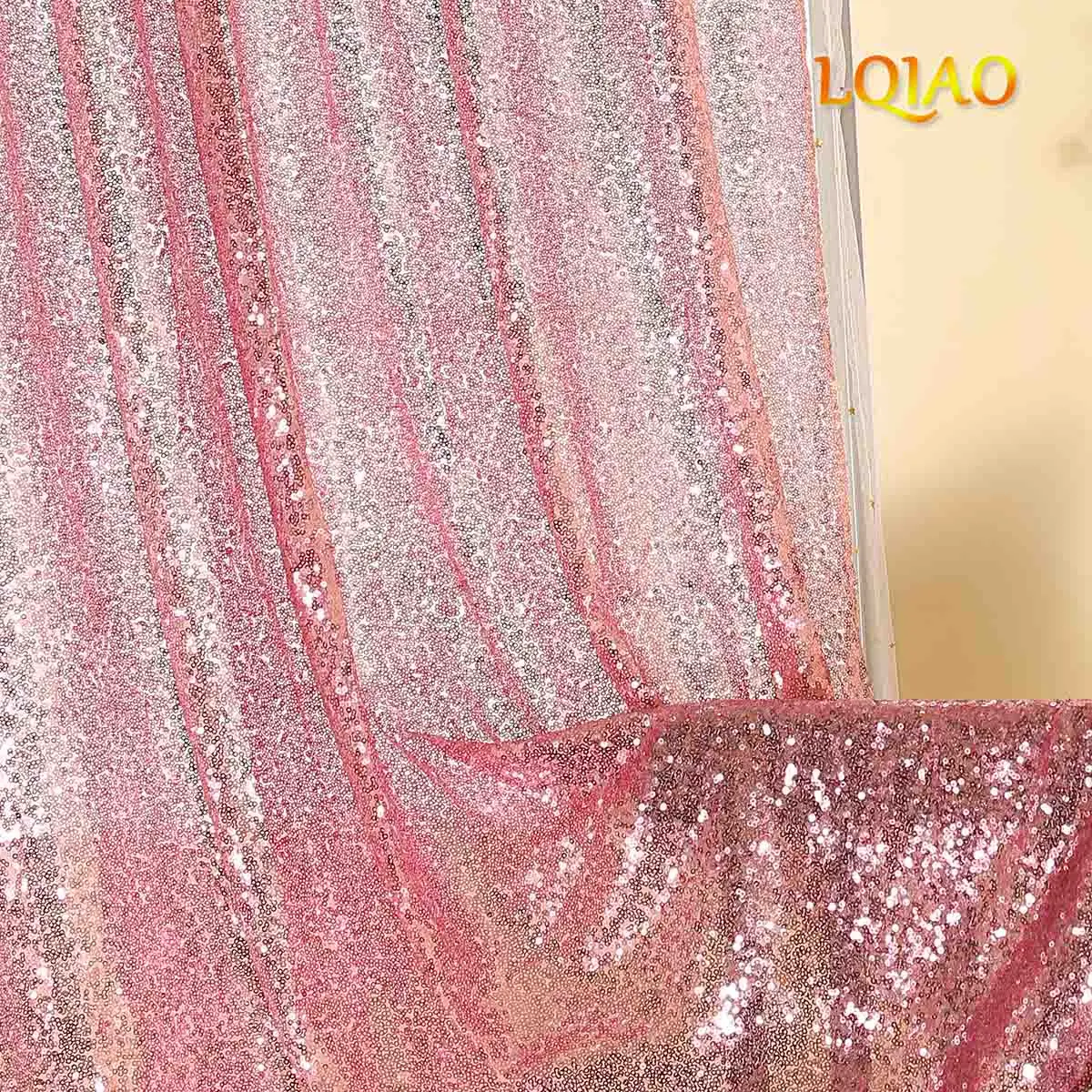 Pink Gold LQIAO блесток проходы пол Бегун-белый 4FTX15FT Свадебный прохода бегун Серебряный ковер из блесток бегун для романтического свадебного украшения - Цвет: Pink Gold