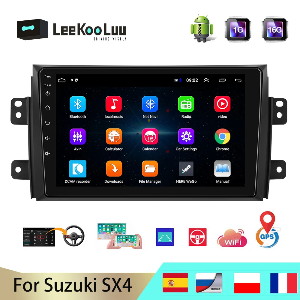 Автомагнитола LeeKooLuu 2 Din 9 дюймов GPS Android для Suzuki SX4 2006 2011 2012 2013 2014 2015 2016