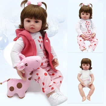 

48cm/ 18inch Baby Reborn Doll Bebe Girl Realistic Doll Soft Silicone vinyl head PP Cotton Body Gift Toys