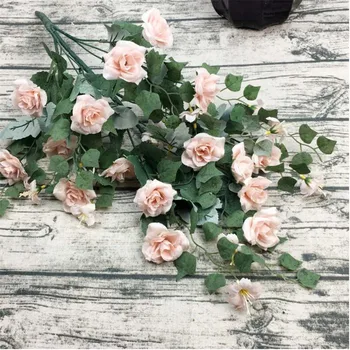 

8Pcs Fake European Rose Chlorophytum 29.53" Length Simulation Roses for Wedding Home Decorative Artificial Flowers