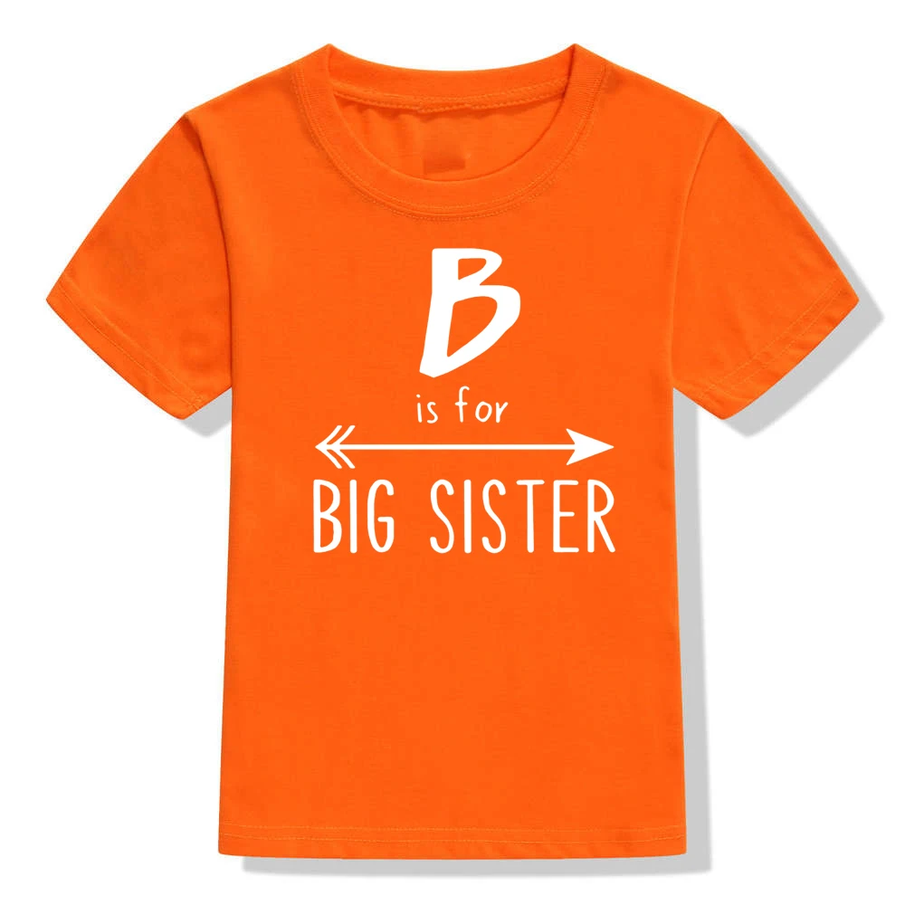 B Is for Big Sister/Забавная детская футболка с принтом для девочек футболка для девочек с надписью «Big Sisters To Be» модные футболки с короткими рукавами для малышей - Цвет: 52N3-KSTOG-