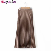 Винтаж в ломаную клетку с принтом Плиссированные Миди юбка женская Mujer поддельные молния Повседневное тонкий шик клетчатая юбка Для женщин Базовая дикая юбка