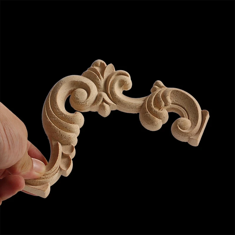 Wood Appliques Corner Flower Exquisite Carving Natural Furniture Wooden Mouldings Vintage Unpainted Accessories Decoration Decal For ornament crafts,miniature ornament,wooden figurine crafts,resin crafts,wood figurines