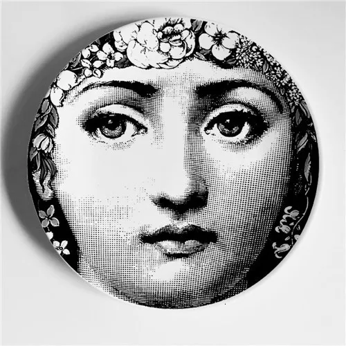 Художественное ремесло Fornasetti Тарелка настенная роспись блюдо керамическое художественное ремесло домашнее украшение креативная настенная подвесная декоративная тарелка - Цвет: 35