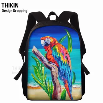 

THIKIN 3D Parrot Printing Backpack Cartoon 15inch Backpacks Multi Purpose Girls Schoolbag High Quality Kids School Book Bags