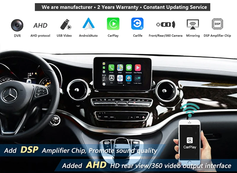 Wireless CarPlay AndroidAuto Smart Module for Benz V Class R Class ML SLC SLK-1-2