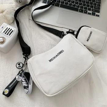 

Japanese-style Students Canvas Bag 2020 New Style chao wang Red INS Korean-style Cute Breast Package Women Shoulder Versatile Wa