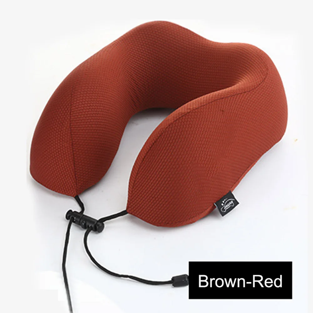 Brown-Red JINSERTA u-образные подушки для шеи, мягкая подушка для путешествий, Шейная подушка для шеи, подголовник, сиденье с эффектом памяти, дышащая подушка для автомобиля, для полета, дома - Цвет: Brown-Red