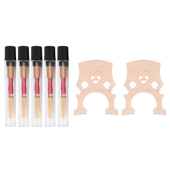 

5Pcs Oboe Reeds, Strength Medium Soft Handmade Oboe Reeds & 2x 3/4 4/4 Regulated Double Bass Contrabass Bridge Maple