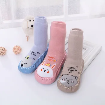 

Baby Socks With Rubber Soles Indoor Floor Shoes Baby Slip Keep warm Socks Learning To Walk Infant Socks children Cotton socks