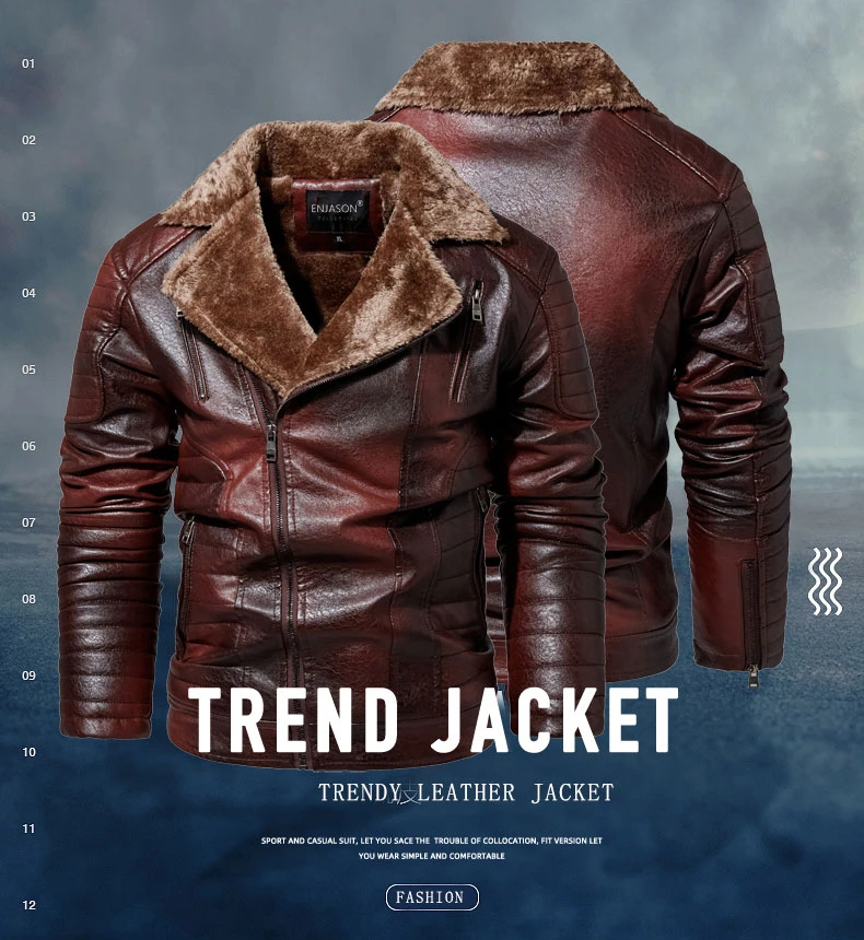 genuine leather motorcycle jackets 2021 New Men's Autumn and Winter Men Coat Leather Jacket Motorcycle Style Male Business Casual Jackets for Men Warm Overcoat leather biker jacket mens