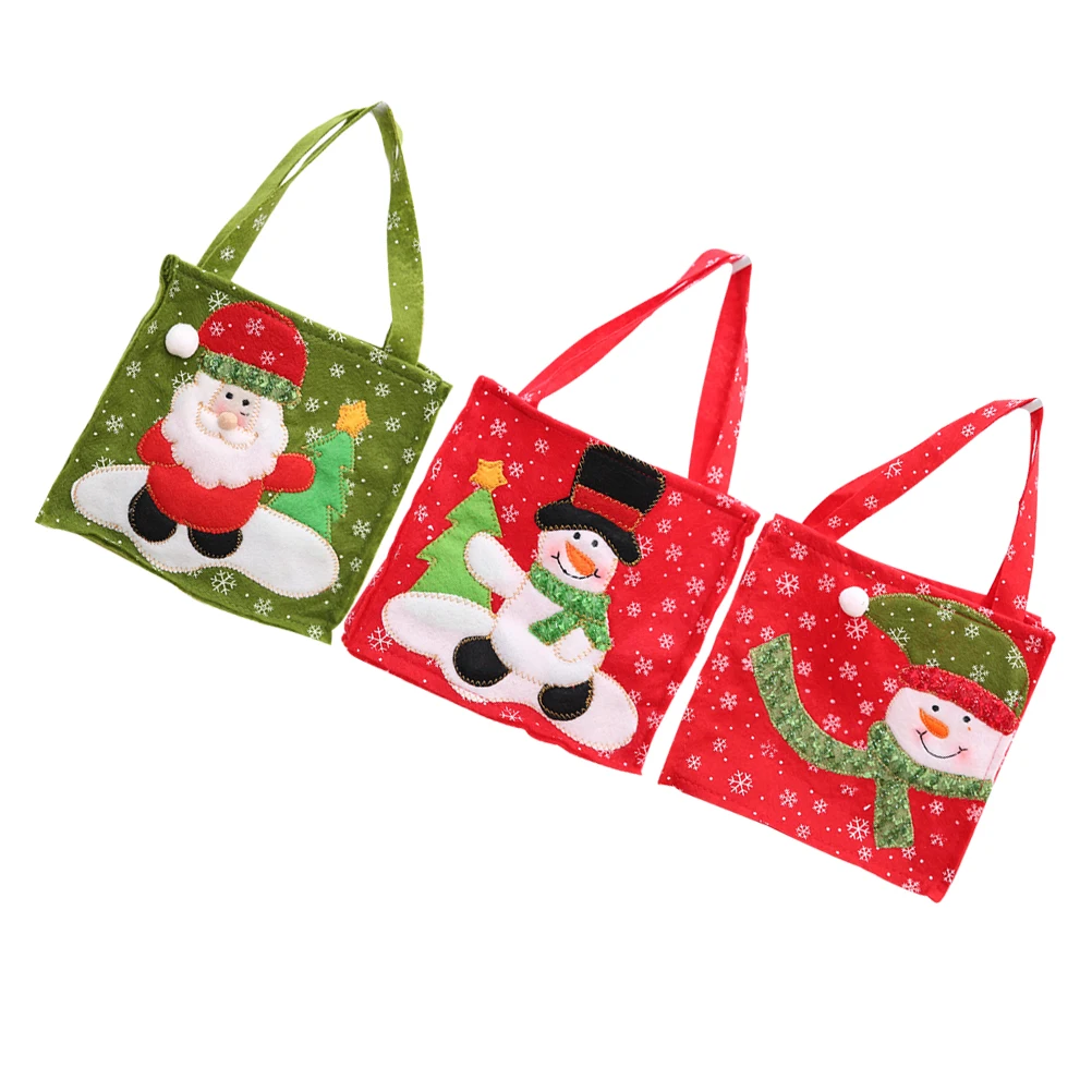 3pcs Xmas Candy Bag Unique Portable Adorable Chocolate Bag Tote Gift Bag Storage Pouch Organizer for Party Kids Christmas