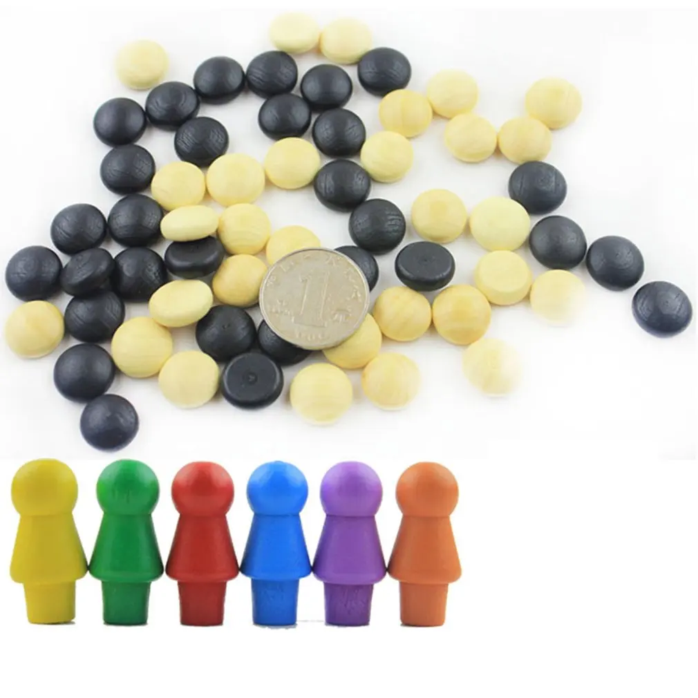 Wooden Jumping Gomoku Wooden Six-Color Two-In-One Board Game For Children Board Games Educational Toys