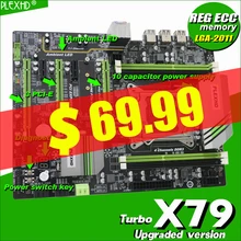 Plexhd x79 터보 마더 보드 lga2011 atx usb3.0 sata3 pci-e nvme m.2 ssd 지원 reg ecc 메모리 및 xeon e5 프로세서(China)