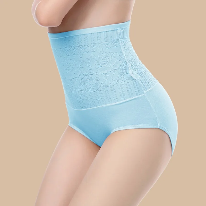 

Women Cotton Jacquard High Waist Sexy Lace Underwear Shapewear Abdomen Hips Slimming Panties Seamless Breifs Calcinha Lingerie