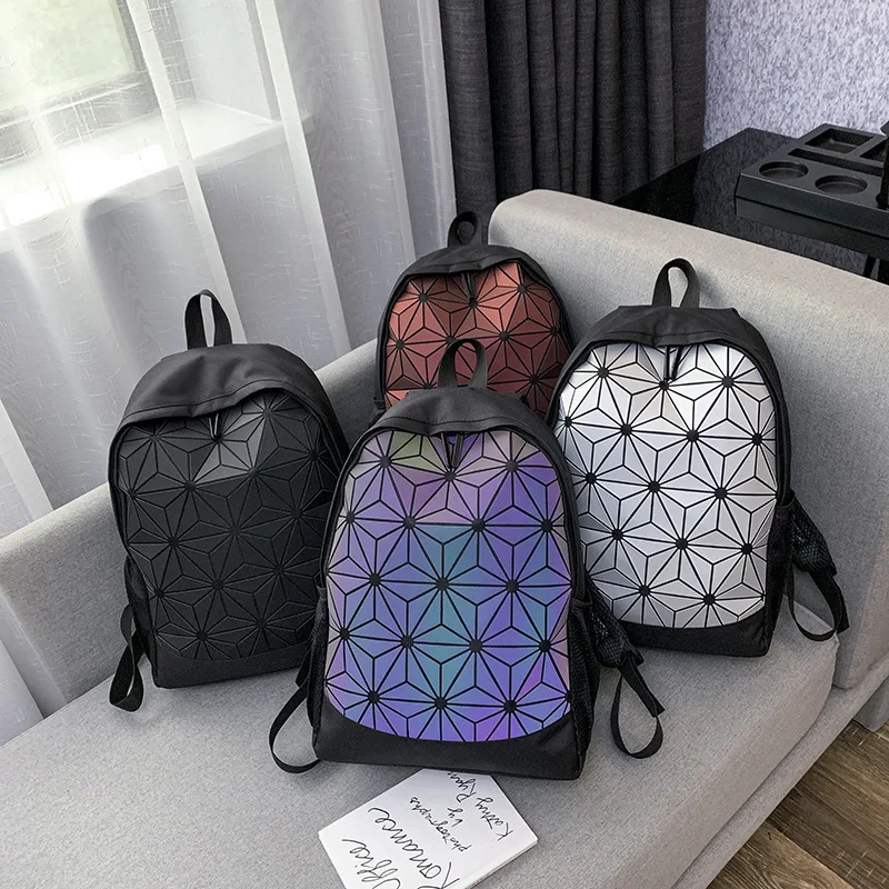 

2019 New Style Laser Backpack Korean-style Trend Student Backpack Large Capacity Rhombus Backpack Fashion
