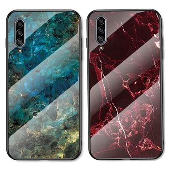 

50pcs/lot Tempered Glass Hard Case For Xiaomi Redmi 8 8A Marble Grain Soft Edge Phone Cover For Xiaomi Mi 9 Pro 5G Version