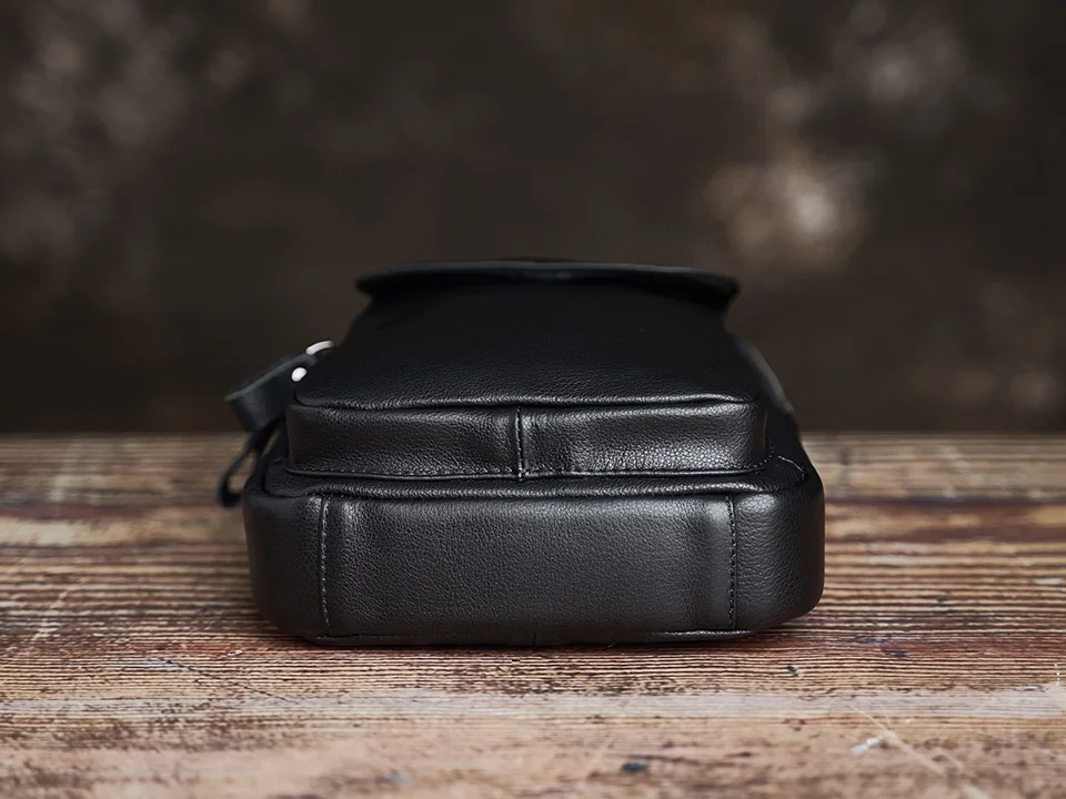 Casual männer Brust Tasche Aus Echtem Leder Schulter Crossbody Schwarz Trend Brust Messenger 7,9 Zoll Ipad Hohe Qualität sling tasche – Detail 8