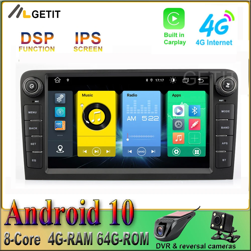 Автомобильный мультимедийный плеер DSP Carplay 8 &quotAndroid 10 радио стерео GPS навигация
