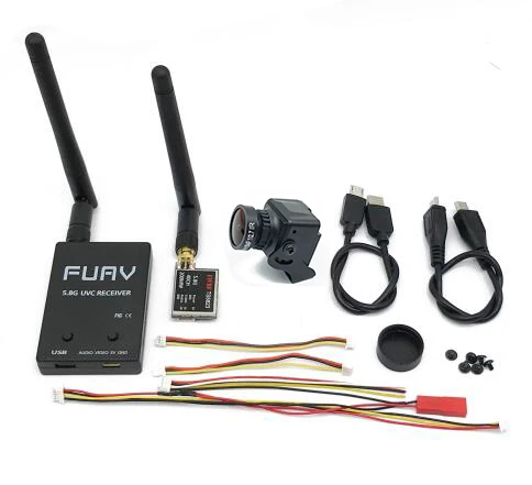 Готов к использованию 5,8G FPV приемник UVC видео Downlink OTG VR Android Phone+ 5,8G 200/600 мВт Передатчик TS5823+ CMOS 1200TVL FPV Камера - Цвет: 2.5mm black 600mw