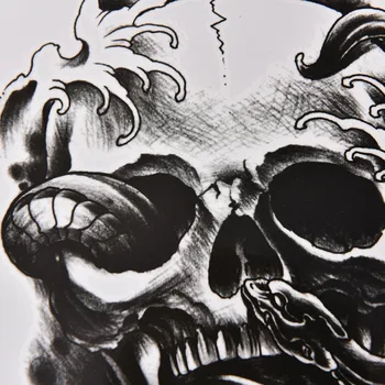 

1pcs High Quality Waterproof Black Scary Skull Temporary Tattoo Large Arm Body Tattoos Sticker