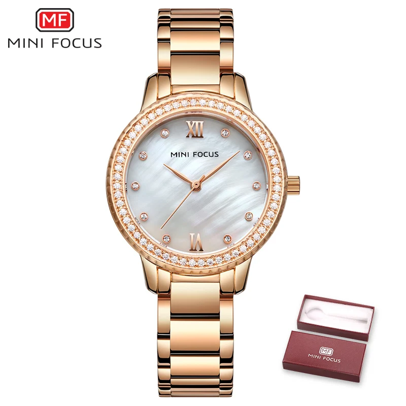 Rose Gold Женские часы MINIFOCUS Топ люксовый бренд Geneva дизайнерские женские часы Relogio Feminino кварцевые наручные часы для женщин подарок - Цвет: Rose Gold