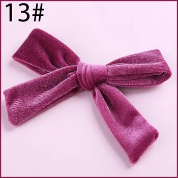 

free shipping 50pcs 5'' Solid Velvet Hair Bows Lovely Hair Clips For Girls Kids Hairgrips Handmade Bow knot Clip Headwear