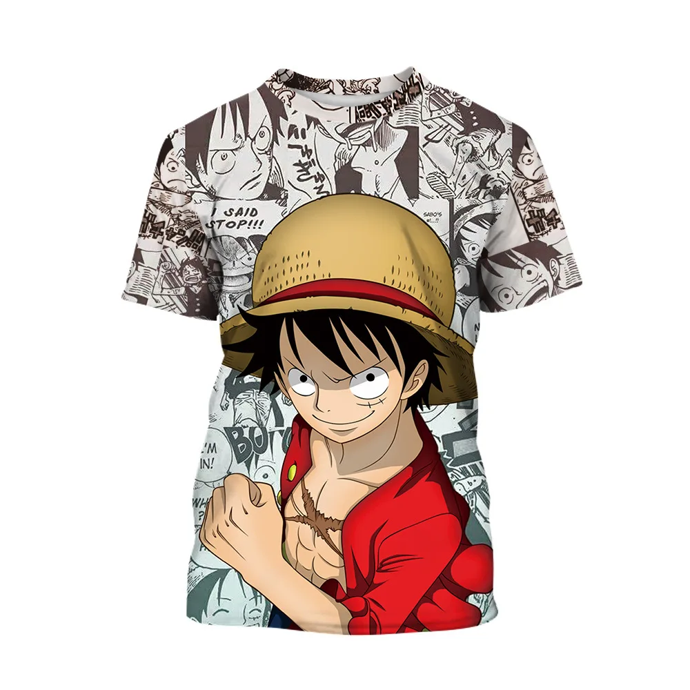 

Anime One Piece Luffy Printed Girls Boys Tshirts Breathable O-Neck Causal T-shirt Kids Summer Cartoon Tshirt 8 10 12 14 Years