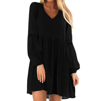 

KANCOOLD DRESS Women Streetwear V Neck Casual Loose Flowy Swing Evening Party Prom Dress Vestidos fashion dress momen 2020MAR2