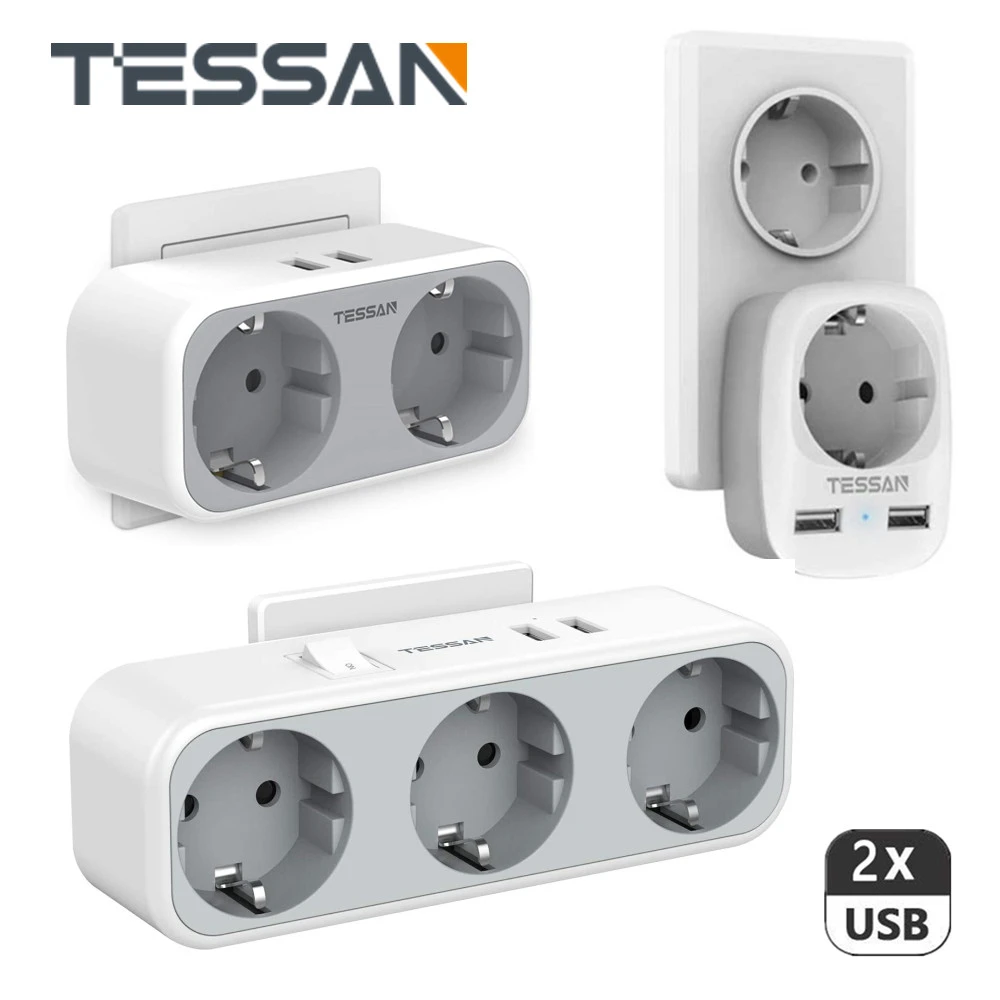 Bijdragen Meedogenloos puree Tessan 5 In 1 Eu Stopcontact Strip Met 3 Schuko 2 Usb Poorten Meerdere Plug  Adapter Met schakelaar Overbelasting Bescherming|Stekker met Stopcontact| -  AliExpress