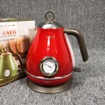 

220V Electric Kettle With Water Thermometer Household 304 Stainless Quick Heating Retro Electric Boiling Tea Pot 1.7L