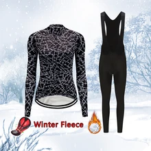 Women Winter Thermal Fleece Cycling Jersey Set BIB Kit 2022 Warm Road Bike Clothing MTB Dress Female Suit Bicycle Clothes Outfit