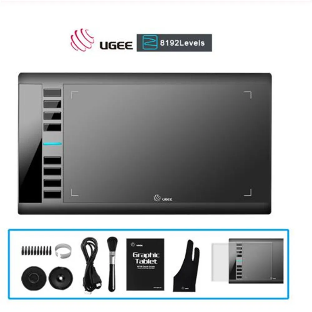Standard with 3 in 1 UGEE M708 V2 графический планшет, 8192 уровней, графический планшет для рисования, цифровой планшет, блокнот для подписи, ручка для рисования - Цвет: Standard with 3 in 1