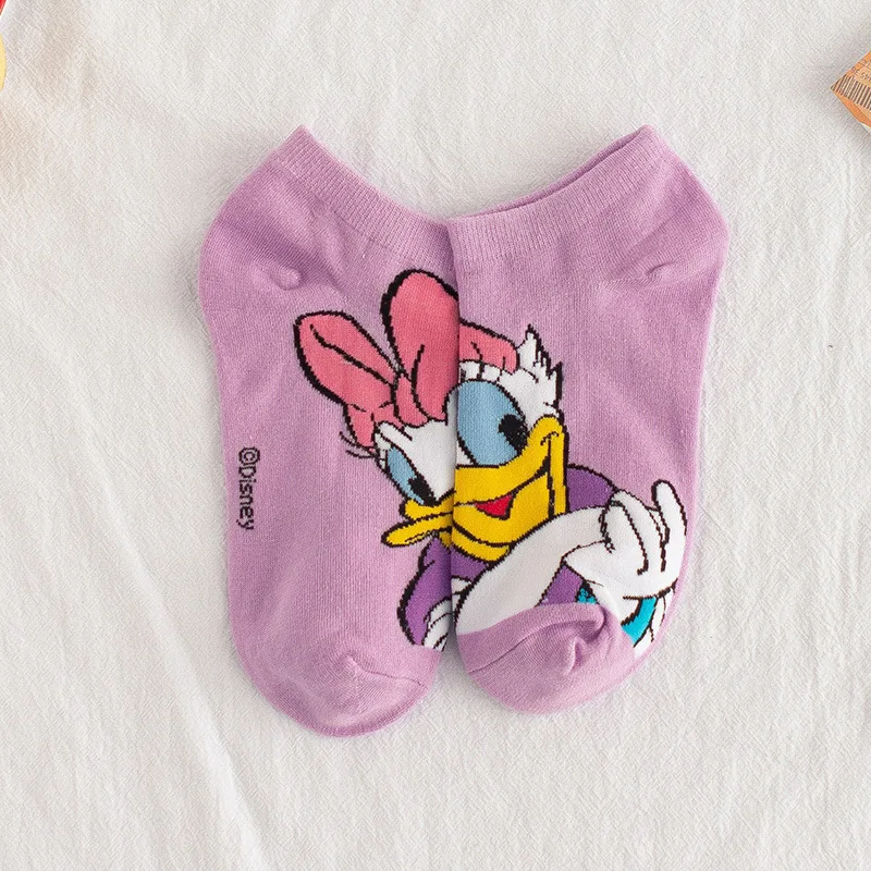 Disney Cotton Socks Breathable Cartoon Stitch Minnie Mickey Mouse Woman Girls Fashion Boat Socks Ankle Low Anime Sock women socks