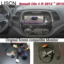 Câmera de retrovisor para renault clio 4 iv, 2012 ~ 2018, conecta original, monitor de tela, luz da placa de licença câmera fotográfica para câmera