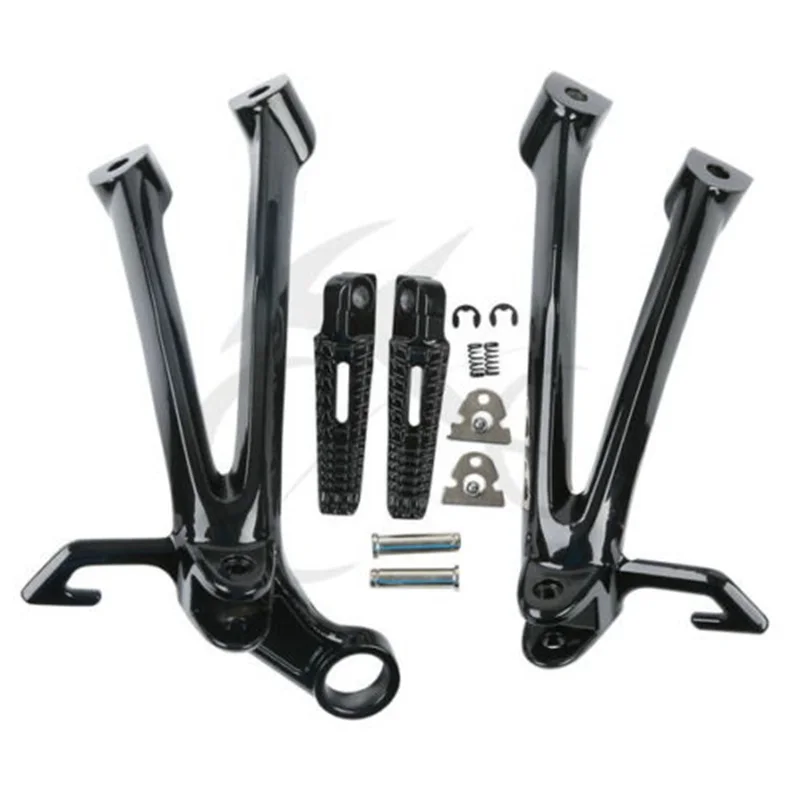 Мотоциклетные задние Пассажирские подножки для Suzuki GSXR gsx-r 600 750 2008-2010 2009 - Цвет: black