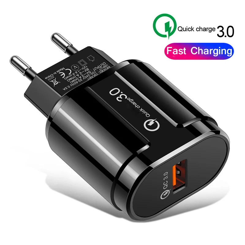

QC3.0 USB Charger 5V 3A Fast Charging EU US Plug Adapter Wall Mobile Phone Charger For iPhone Samsung Xiaomi Travel Charger