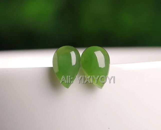 Beautiful 925 Silver Green HeTian Jade Dropping Water Drop Beads Stud Earrings Woman's Lucky Earring Ear Jewelry Certificate