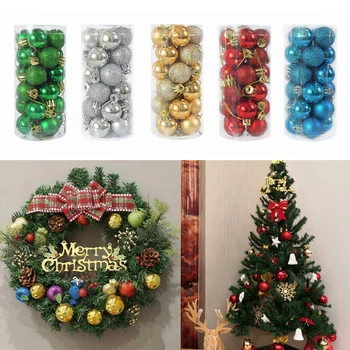 

24pcs 3cm Christmas Ball Glitter Christmas Tree Hanging Ornament Gold Silver Red Balls New Year Party Home Xmas Decoration Gifts