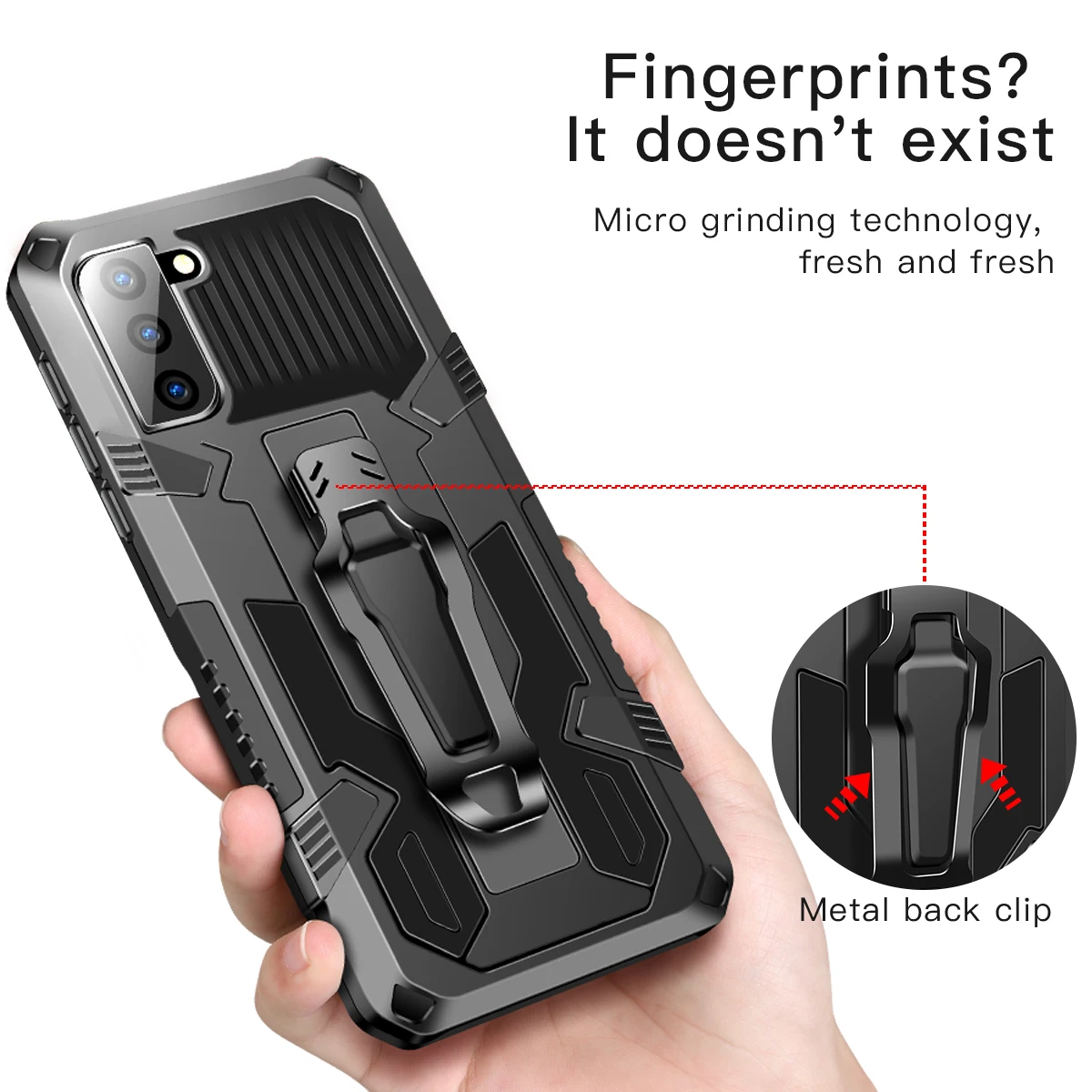 Enhanced Armor Shockproof Case with Metal Belt Clip Stand and Bracket Back Cover