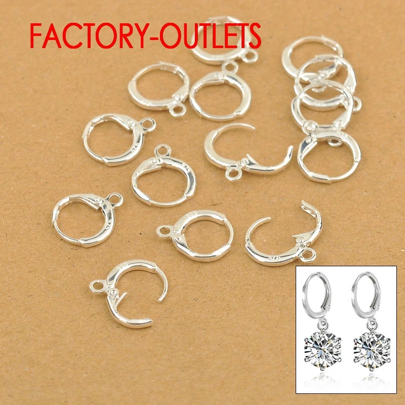 

Factory Price 10PCS Lot Fashion Jewelry Findings For DIY Accessories 13MM Hoop Earrings Settings 925 Sterling Silver Earrings