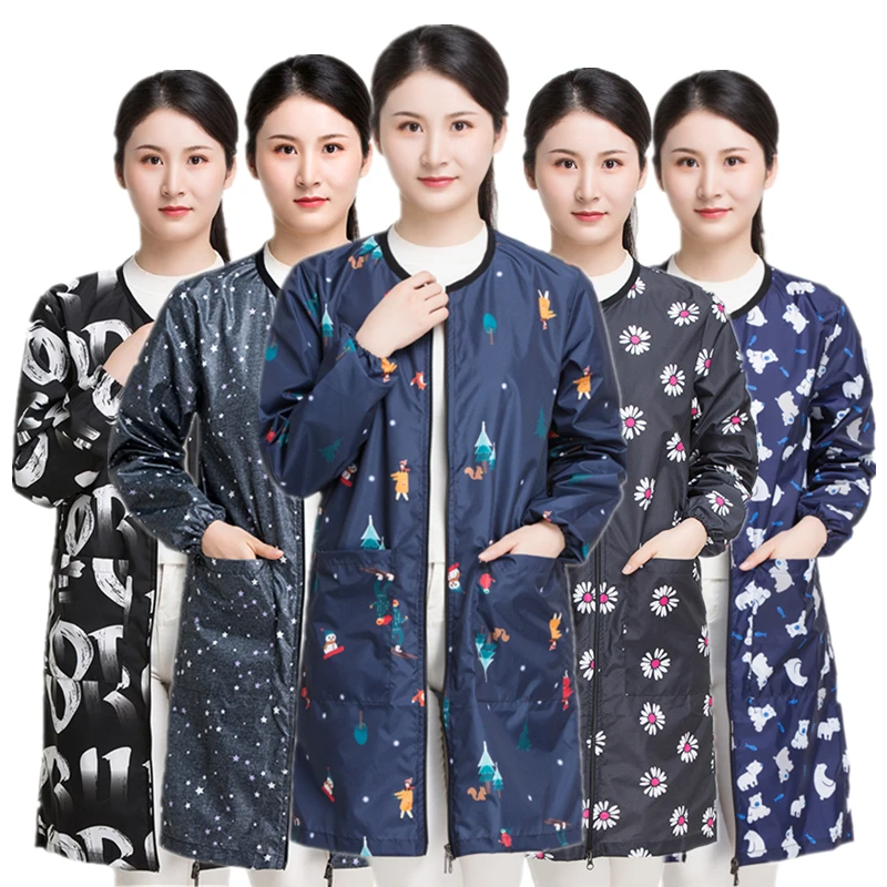 

Salon Professional Smock Hairdresser Long Sleeve Work Clothes Pet Grooming Haircut Waterproof Uniform Barber Assistant Apron
