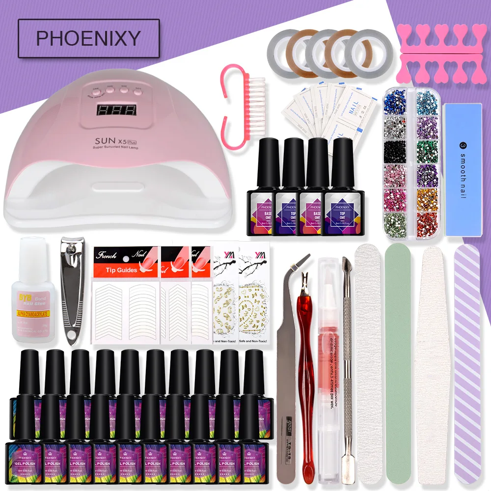 

Manicure Set Gel Nail Polish Set 20 Colors Gel with 80W Lamp Full Manicure Tool Kit Nails Complete All For Manicure