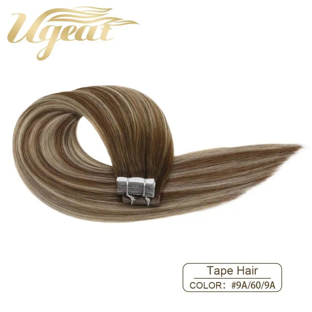 Balayage лента для наращивания волос настоящие человеческие волосы прямые 12-24 дюймов 20 P/40 P Двухсторонняя клейкая лента ins - Цвет: 9A-60-9A