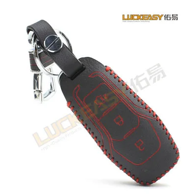 Luckeasy для ford mondeo 2013 2.0L gtdi200 grdi240 3 кнопки оболочки кожаный чехол ключа автомобиля key2a - Название цвета: Красный