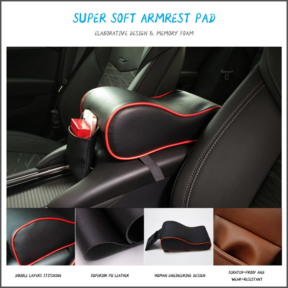 

Car Memory Foam Armrest Pad Universal Arm Rest Box Pads Super Soft Auto Armrests Covers Protective Case Pad