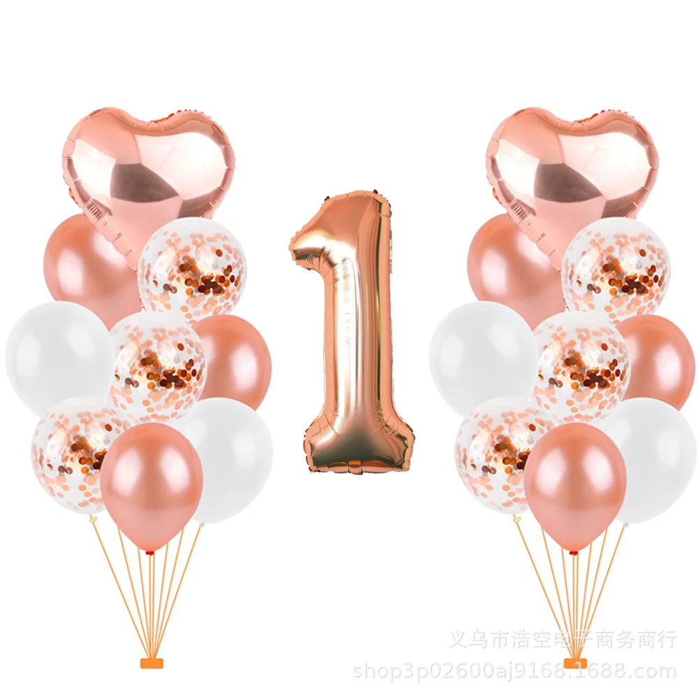 Baby Shower большой с цифрами 1 Фольга набор воздушных шаров для детской первый месяц годовалого возраста 18-дюймовый сердце воздушный шар из фольги
