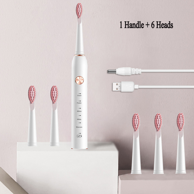 Electric Toothbrush USB Rechargeable 5 Modes Ultrasonic Automatic Brush Timer Waterproof Dental Brush Teeth Whitening